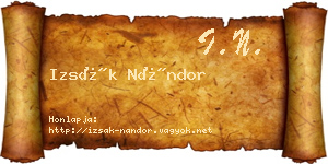 Izsák Nándor névjegykártya